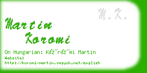 martin koromi business card